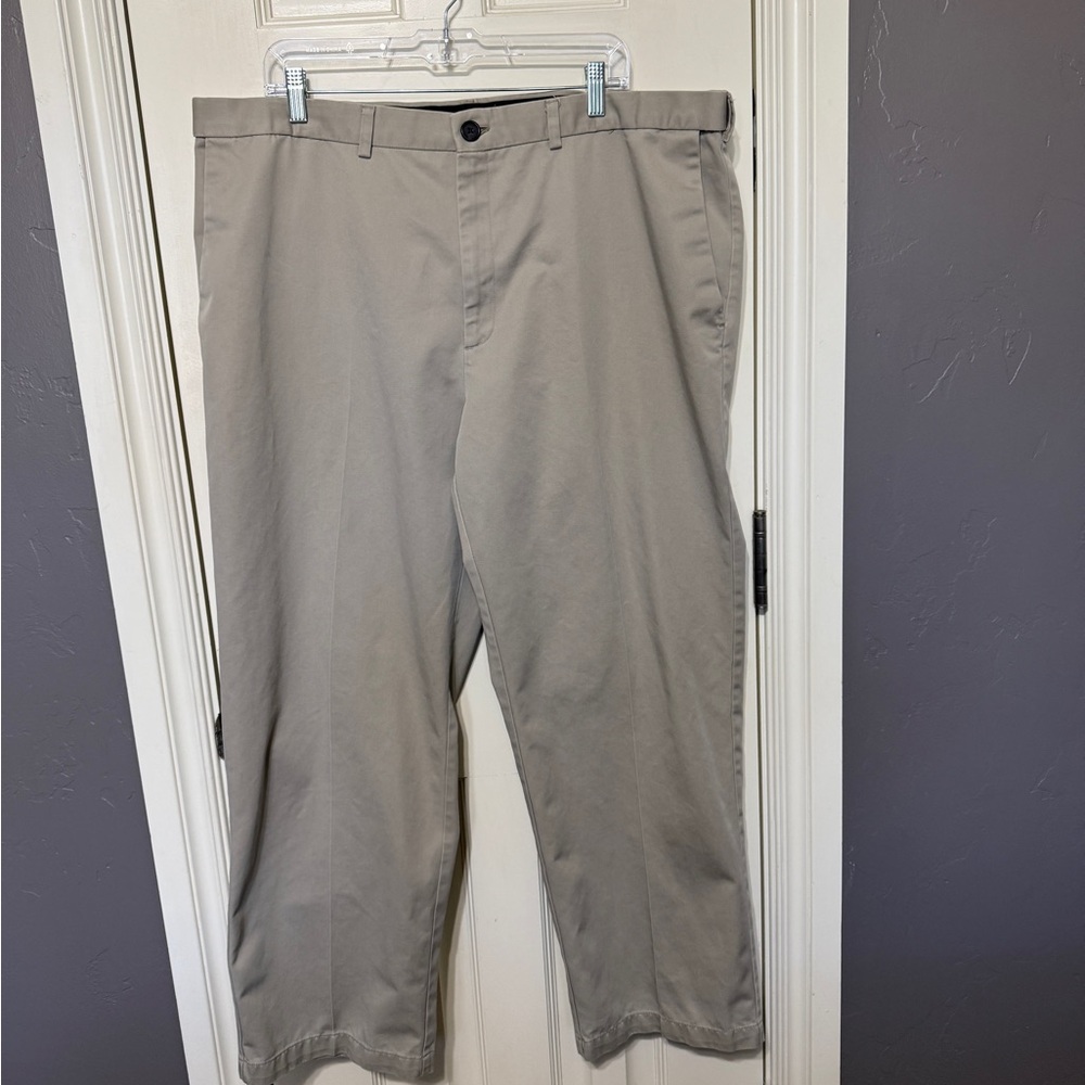 Haggar Men's Straight Leg Khaki Pants in Light Tan